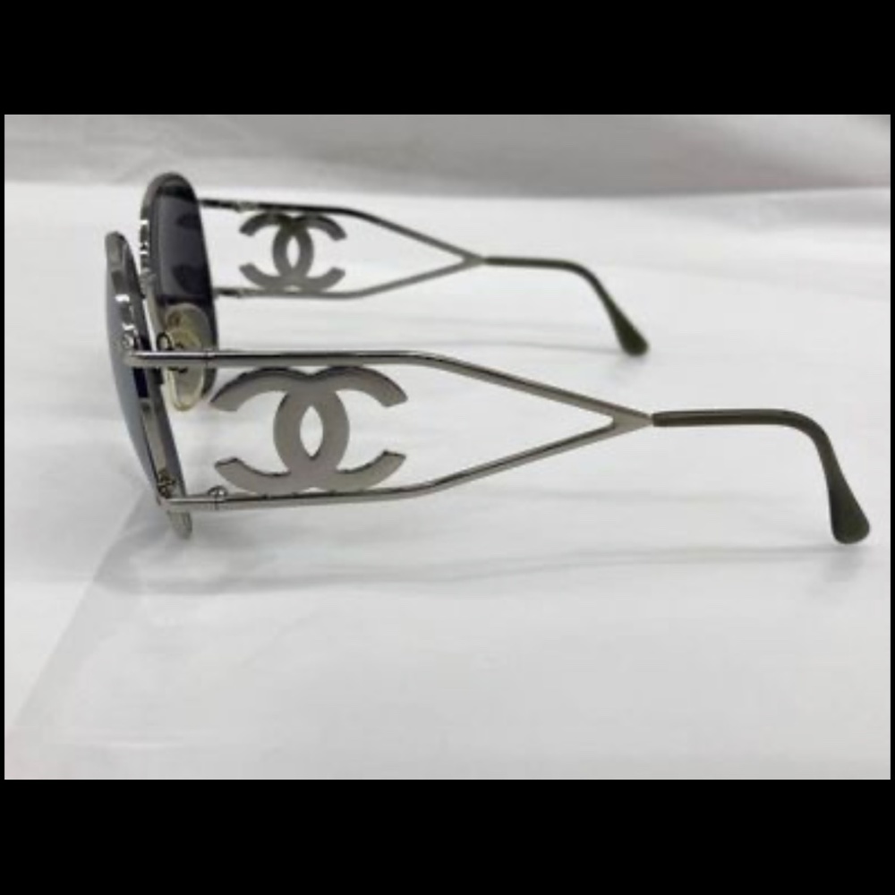 Chanel Vintage Silver CC Frame Sunglasses